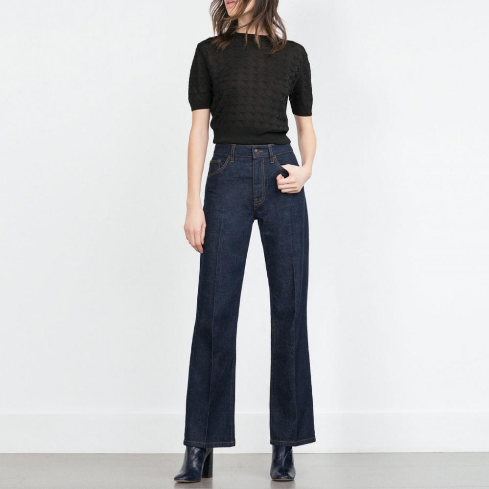 ZARA Relaxed Bootcut Dark Wash Rigid Jeans